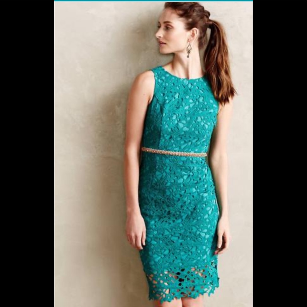 Anthro Champagne & Strawberry Sz 6 Mendoza Dress